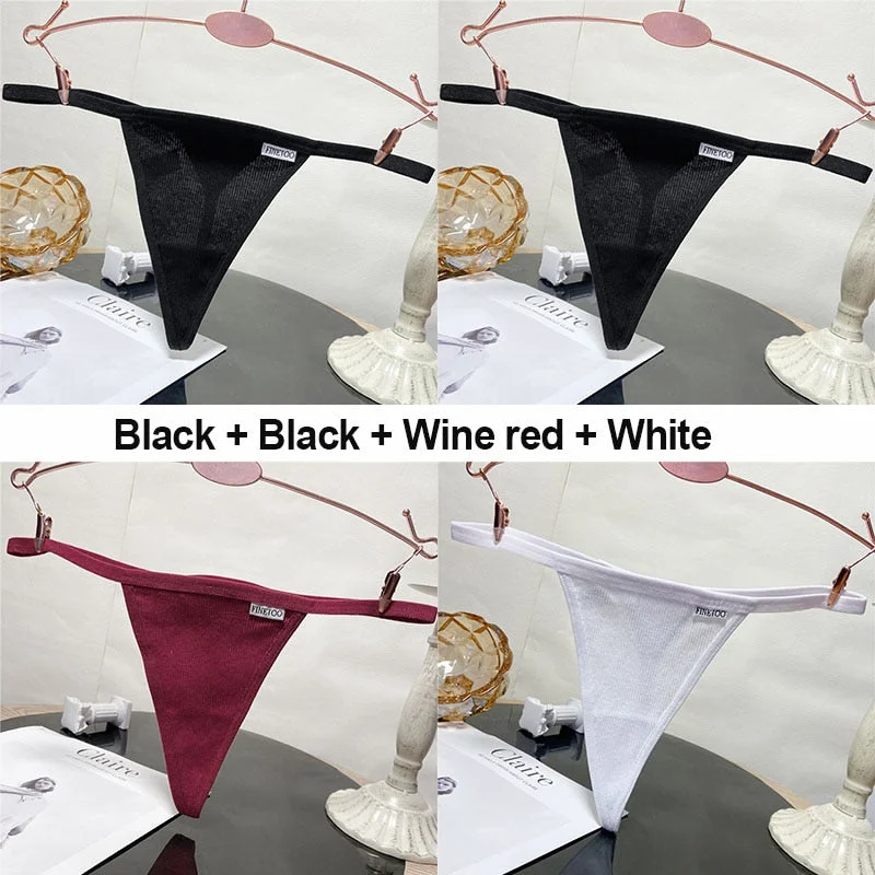 4PCS/Set Sexy G-String Women's Panties Cotton Underwear Lingerie for Female Underpants T-Back Panties Briefs Thong Intimates