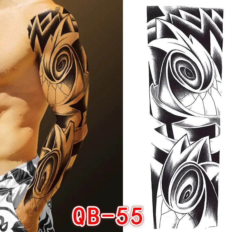 Sdrawing Men Temporary Tattoos Large Arm Sleeve Tattoo Sticker Dragon Tiger Fish Full Skull Totem Wolf Waterproof Fake Tattoo for Women