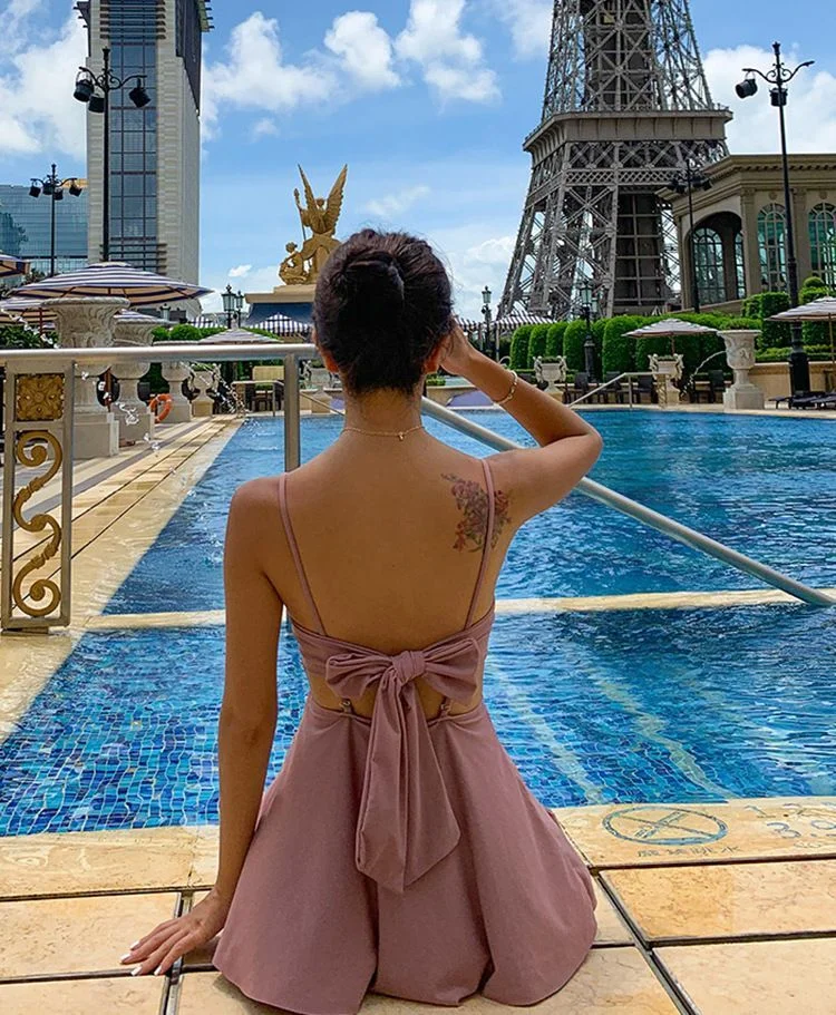 Cute Spaghetti Strap Swimdress YP1141