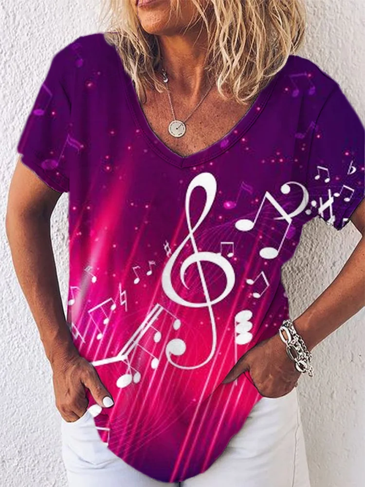 Music Notes Sparkle Light-Sensitive Art Print T-Shirt