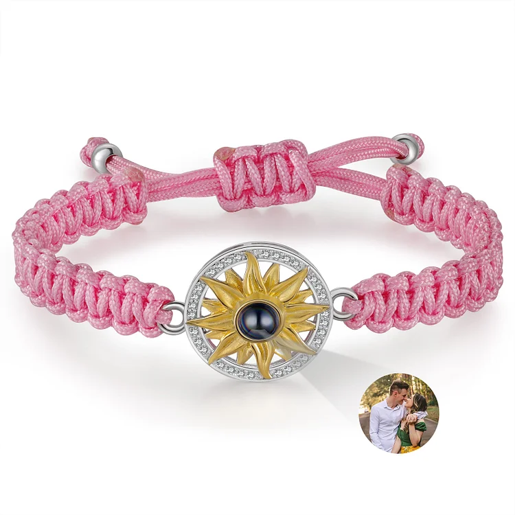 Personalized Projection Weave Bracelet Customized Colorful Photo Bracelet Adjustable Bracelet Personalized Gift for Couples