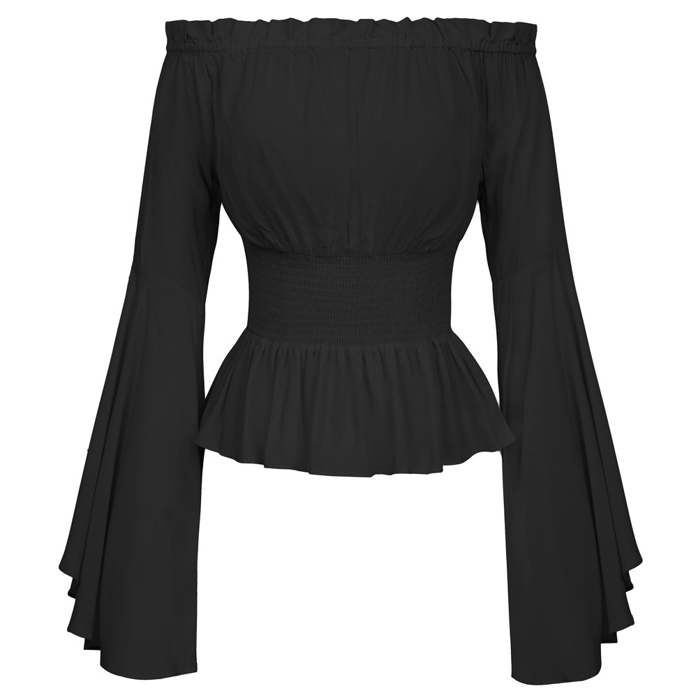 Medieval Tops Long Flared Sleeves Off the Shoulder Vintage Blouses Novameme