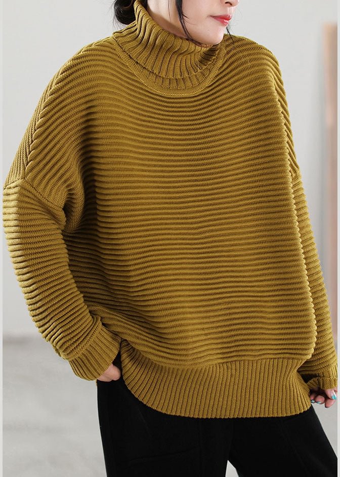 Boutique Yellow Turtle Neck Bat wing Sleeve Knit sweaters Winter CK697- Fabulory