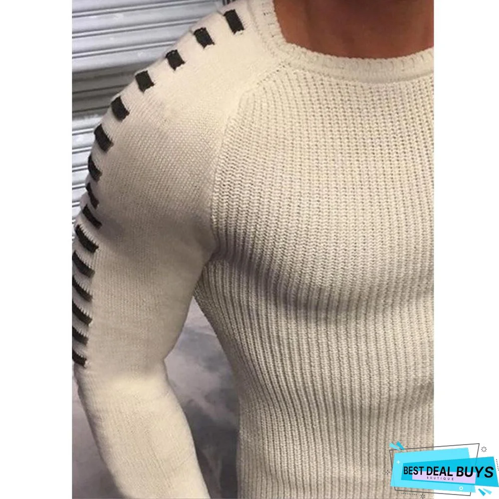 Men's Slim Long Sleeve Round Neck Knitted Top