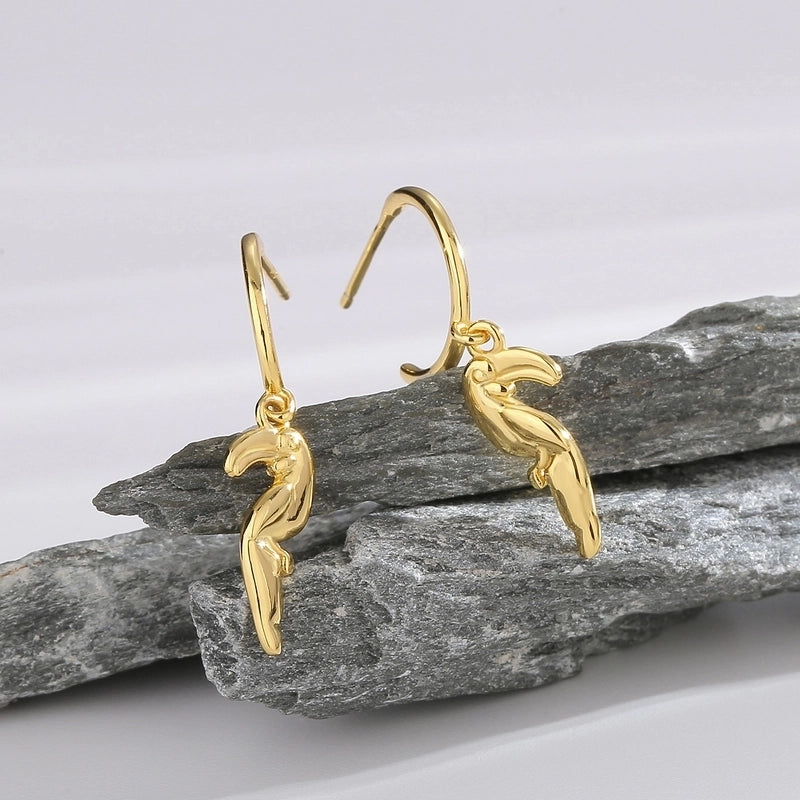 1 Pair 925 Sterling Silver Parrot Drop Earrings