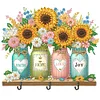 (US Only)Sunflower Theme Wood DIY Diamond Painting Hooks Home Decoration Craft Kit
