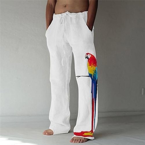 Men's Fashion Parrot Print Casual Trousers