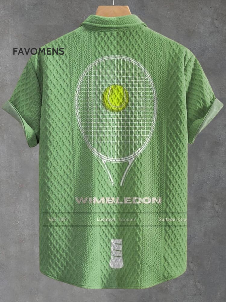 Sports Tennis Wimbledodn Art Print Casual Jacquard Shirt Multicolor / S