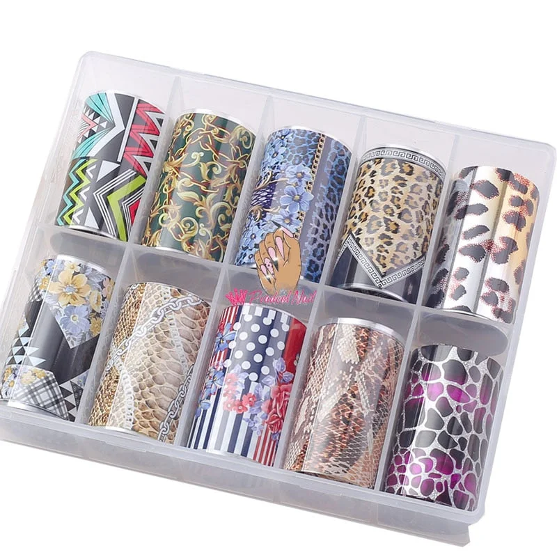 Foil Nail Art Transfer Sticker Decals Animal Crocodile Print Luxury Acrylic Nails Design Manicure Decorations-Nail Inspo