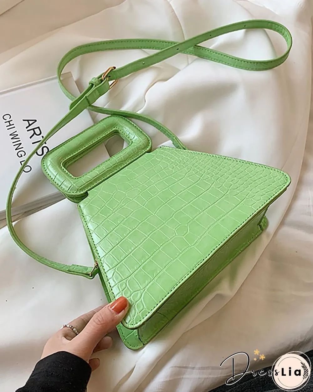 Croc Embossed Satchel Bag