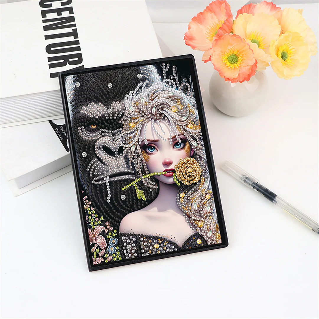 2pcs Girl Partial DIY 50 Pages A5 Diamond Painting Notebook for Study Drawing
