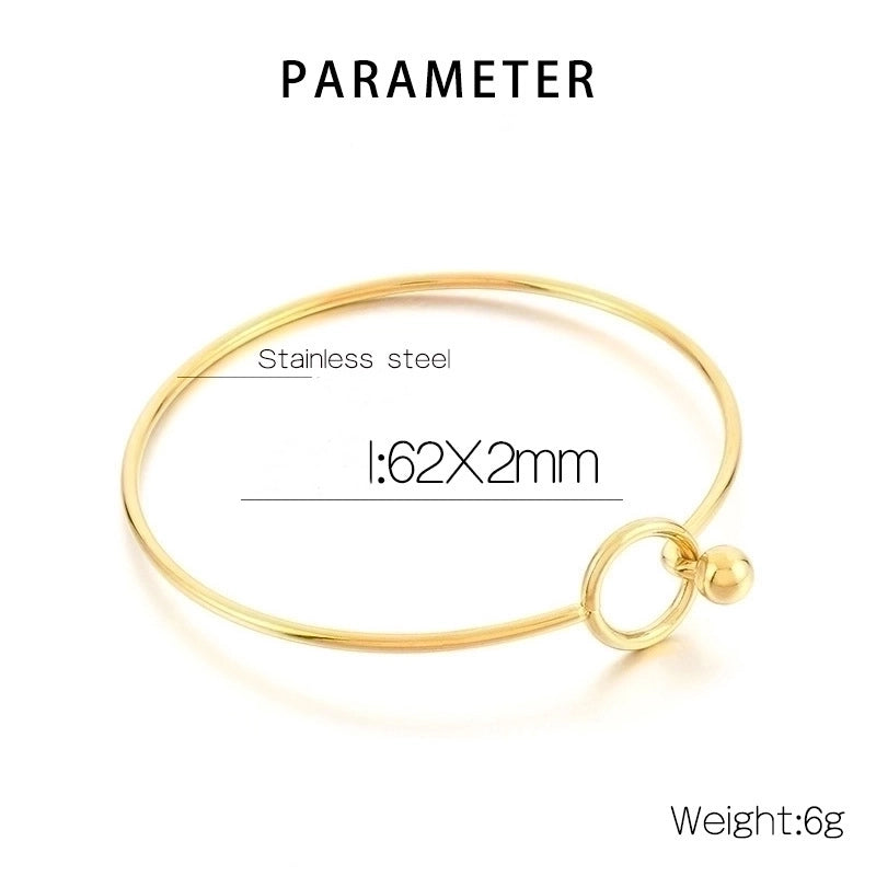 Elegant Minimalist Round Stainless Steel 18K Gold Plated Bangle In Bulk