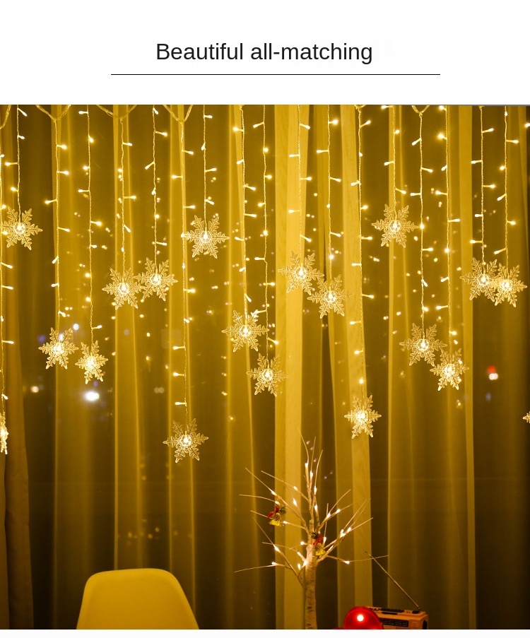 Tegooe 32M LED Snowflake Curtain Lights - Waterproof Fairy String for Holiday Decor