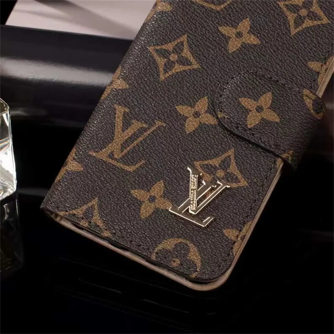 LV Monogram Canvas Wallet Apple iPhone Case Samsung Galaxy Checkerboard Canvas Holster