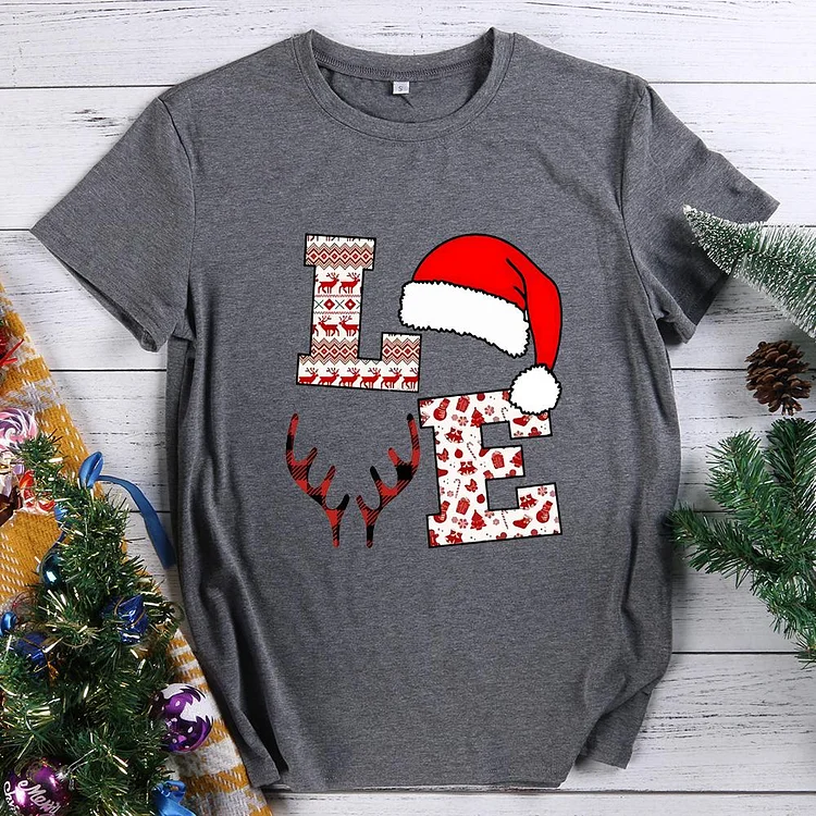 Love Santa Hat Reindeer Christmas Love  T-Shirt-614430-Annaletters