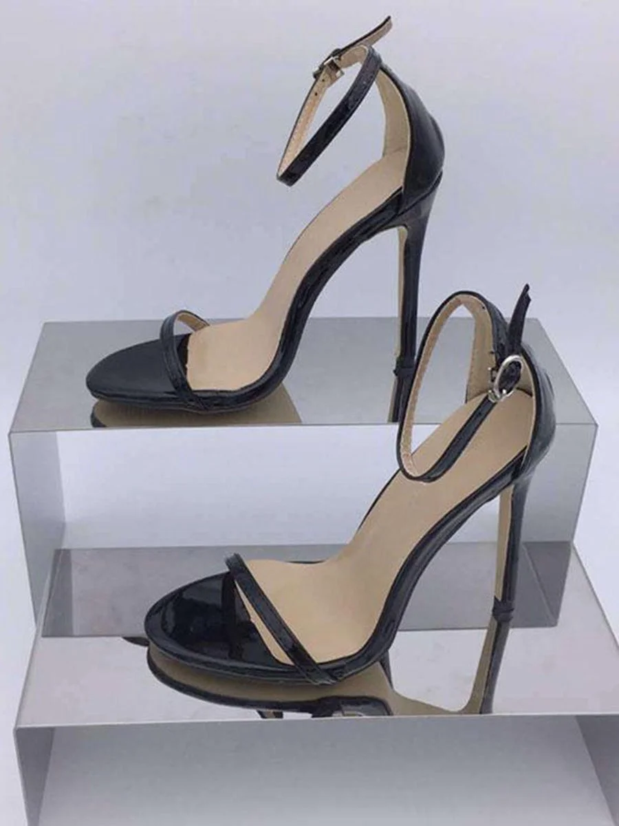 Solid Color T Strap Peep Toe Beach High Heels Casual Sandals