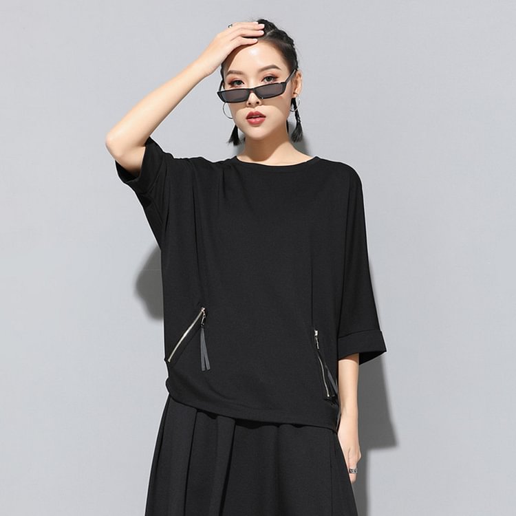 -18026 P62 Dark Wind Solid Color Loose T-shirt-Usyaboys-Mne and Women's Street Fashion Shop-Christmas