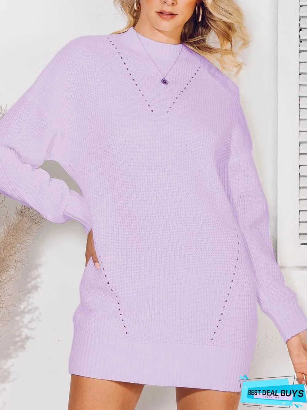 Solid Casual Crew Neck Sweater