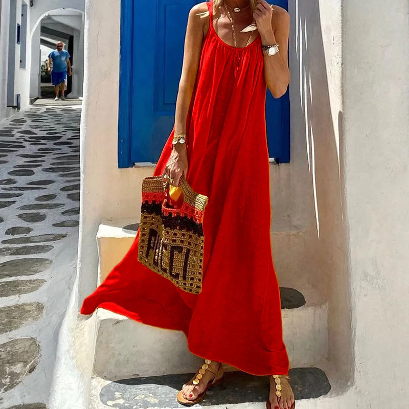 Strap Open Back Beach Bohemian Dress