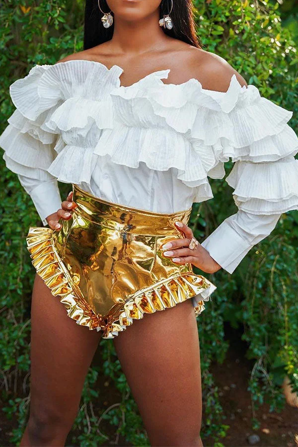 Tiered Ruffle Elegant Off Shoulder Blouse