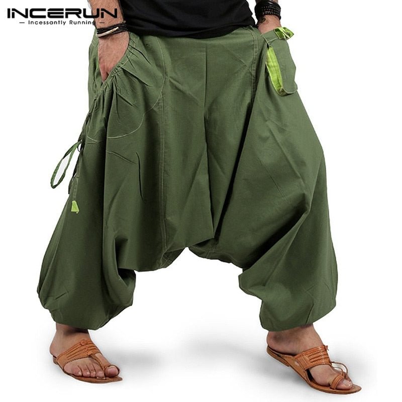 Fashion Men Harem Pants Joggers Streetwear Elastic Waist Loose Drop Crotch Trousers Men 2021 Pockets Solid Pants INCERUN S-5XL 7