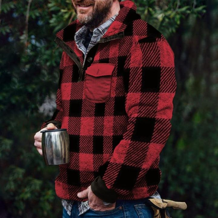 Jersey de felpa de doble cara a cuadros para hombre