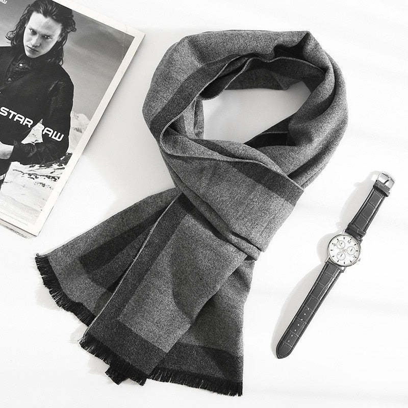 Men's autumn and winter cotton and linen scarf