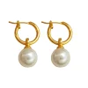 Classic Elegant White Grey Pearl Earrings