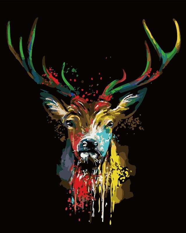 

Colored Deer in Dark – Paint By Numbers - 40*50CM, 501 Original