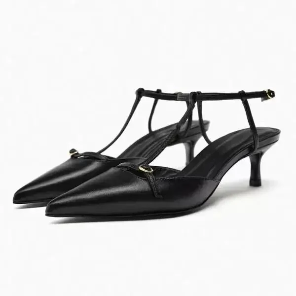 Zhungei Heeled Shoes Slip On Lace-Up Work Dress Professional Sexy Pump Pointed Wedge 2024 Stiletto Slip-On Gold Black Office Closed
