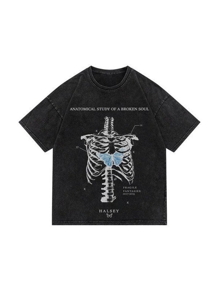 Aonga - Men's Washed Skull Graphic Tee