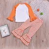 Kid Baby Girl Halloween Pumpkin Stripe Print 2 Pcs Set