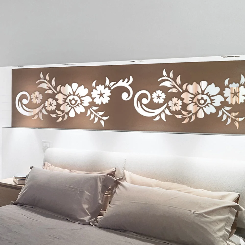 New Flowers Leaf Wall Sticker DIY Stickers Mirror Stickers Decal For Living Room Bedroom Bathroom Nordic Decor Vanity Small Mir