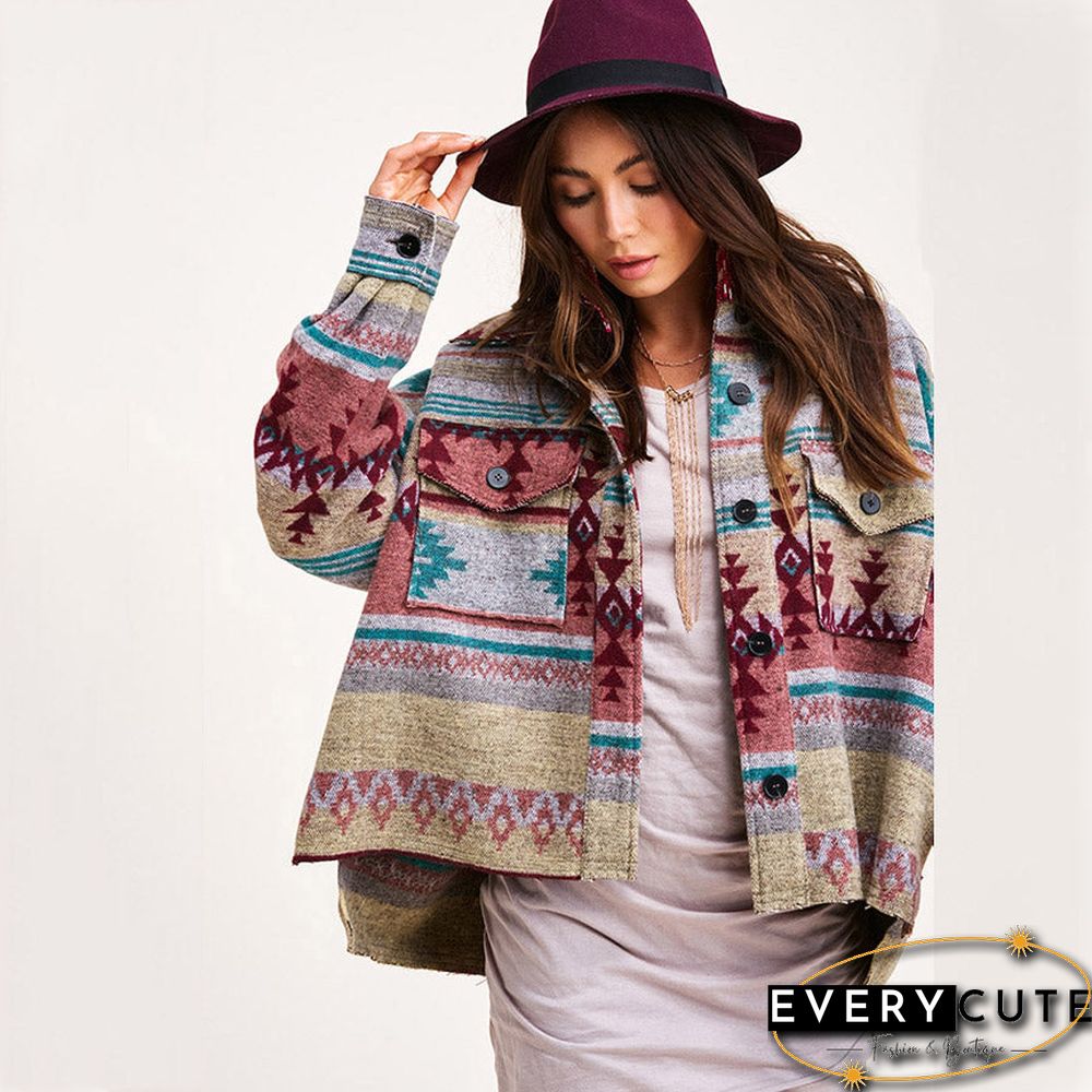 Casual Button Down Jacket Top