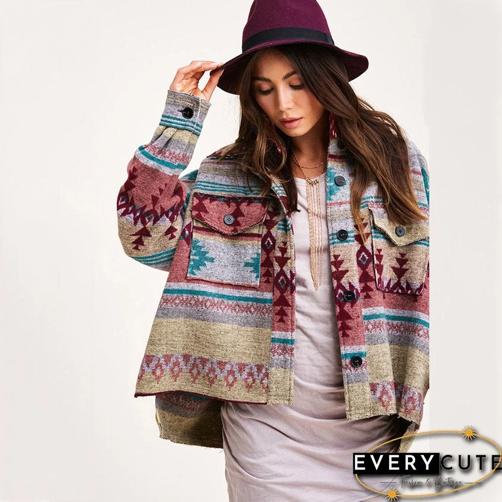 Casual Button Down Jacket Top