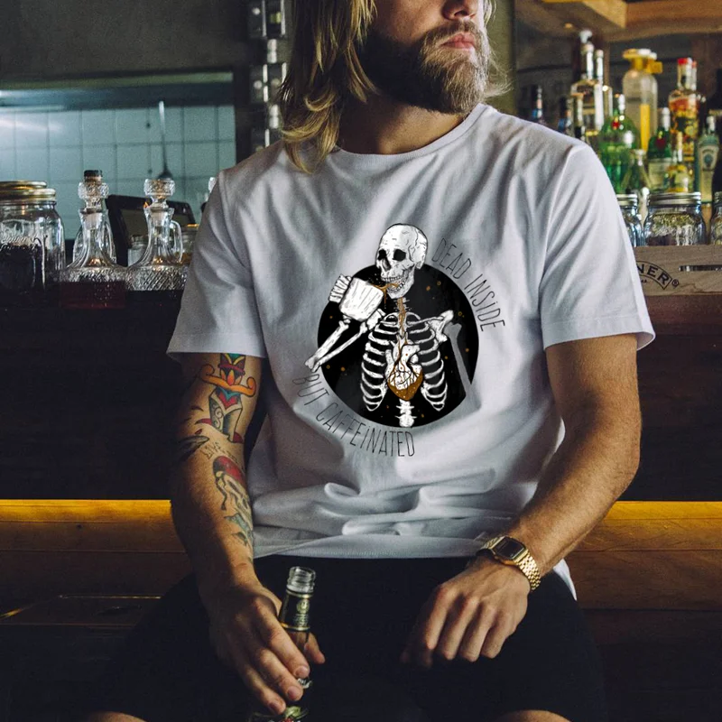 Dead Inside But Caffeinated ​Printed Sports Men's T-shirt -  