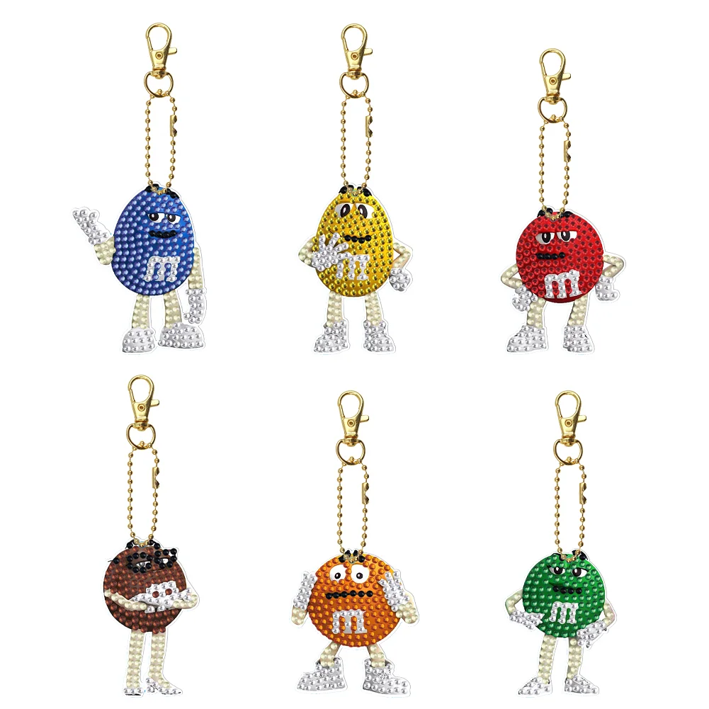 6pcs DIY Double Sided Car Keychain Art Craft Handmade Hanging Ornament for Gifts