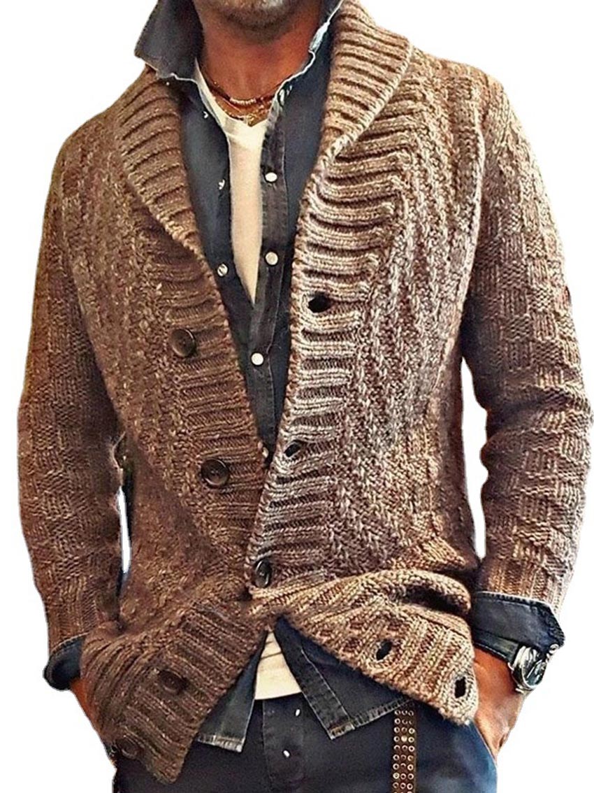 Men's Vintage Lapel Cardigan Knit Coat