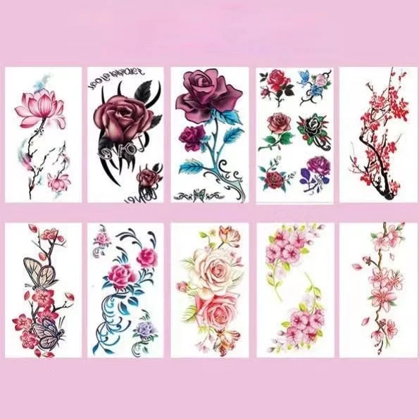 10pc/Lot Tattoo Stickers Sexy Female Red Heart Pattern Fake Tattoo on Waist Body Art Waterproof Durable Temporary Tattoo Sticker