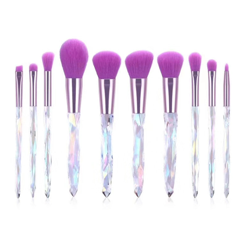 Minimalist Pink Purple Blue Arylic Artificial Fiber Acrylic Handle Makeup Brushes 1 Set