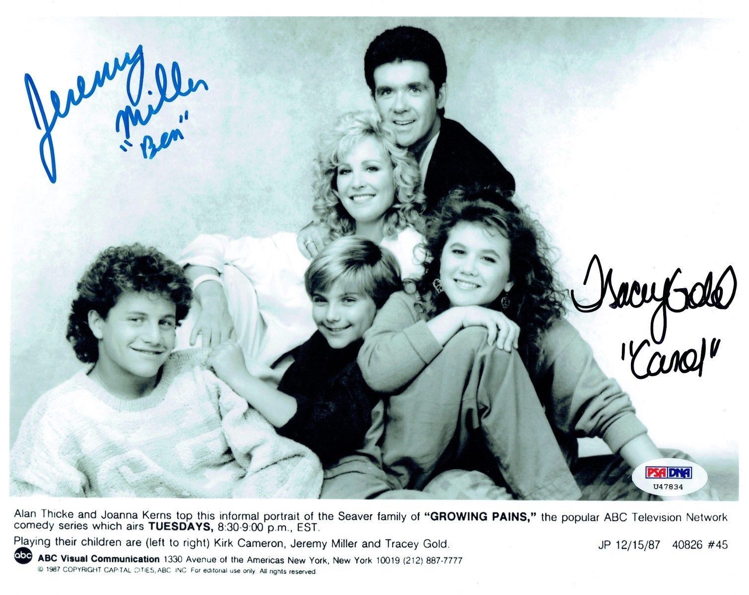 Tracey Gold/Jeremy Miller Signed Growing Pains Auto 8x10 B/W Photo Poster painting PSA #U47834