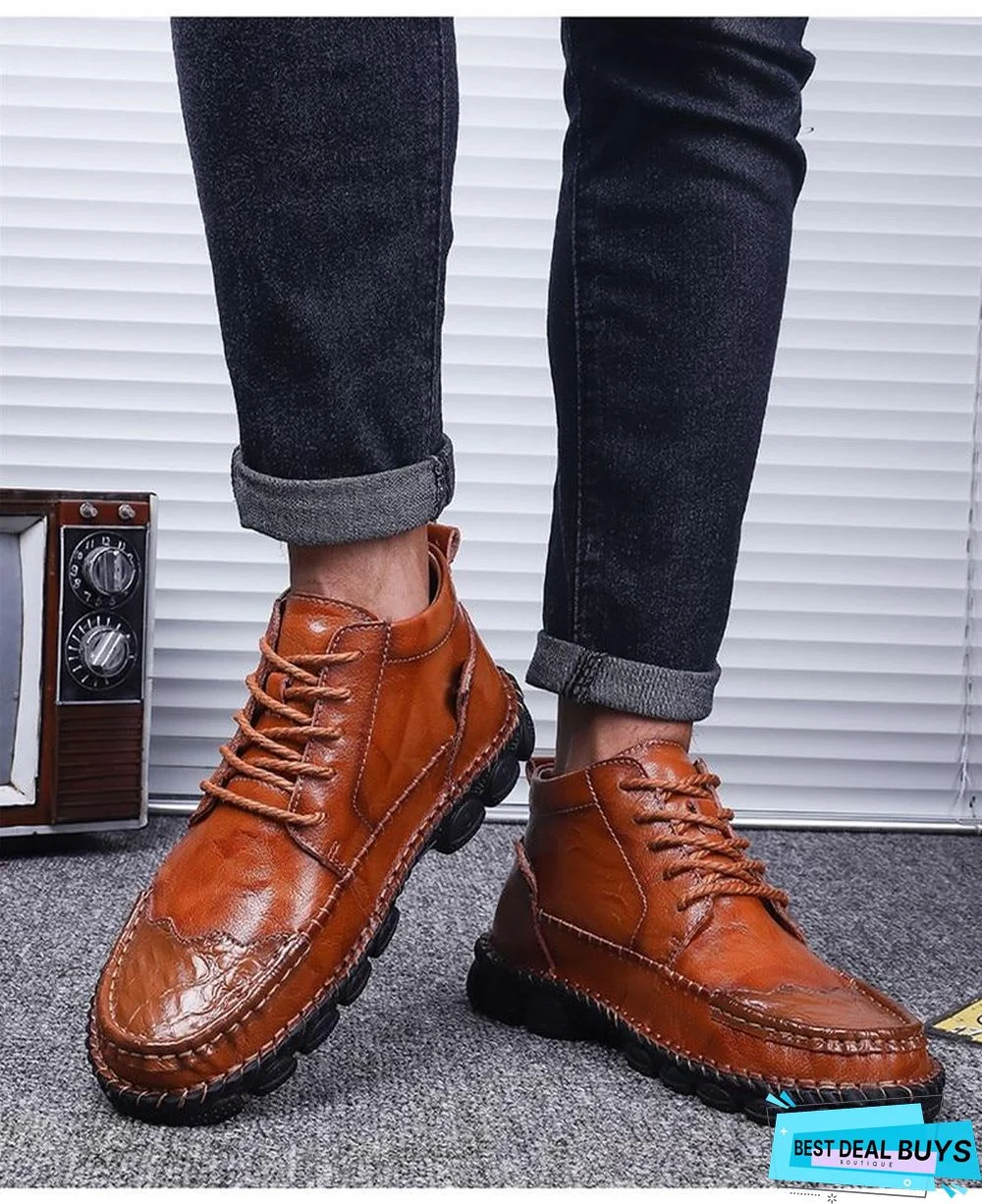 Cow Split Leather Men Boots Comfortable Boots Men Footwear Rubber Ankle Boots Men's Shoes