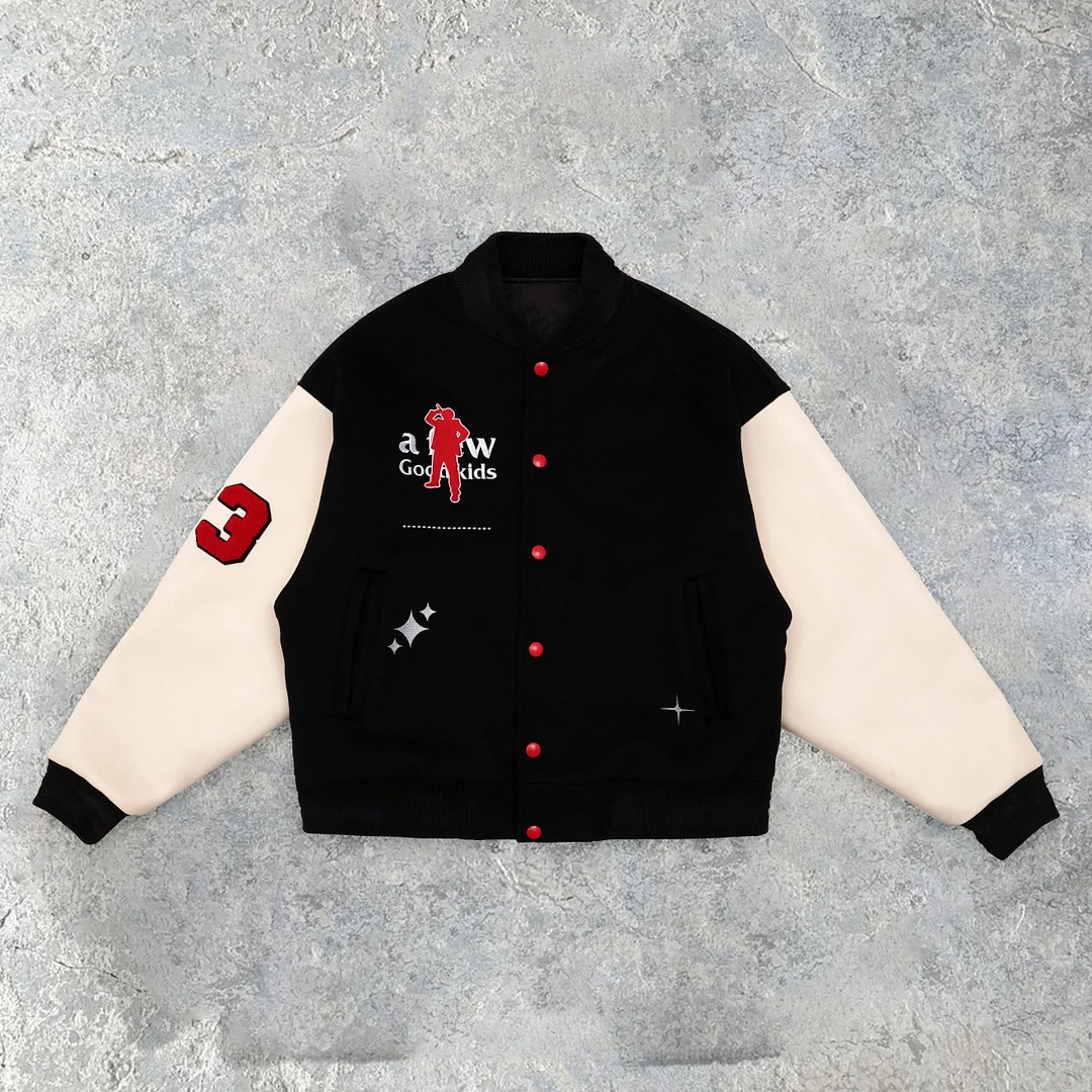 Tide brand pattern retro street style baseball uniform warm jacket