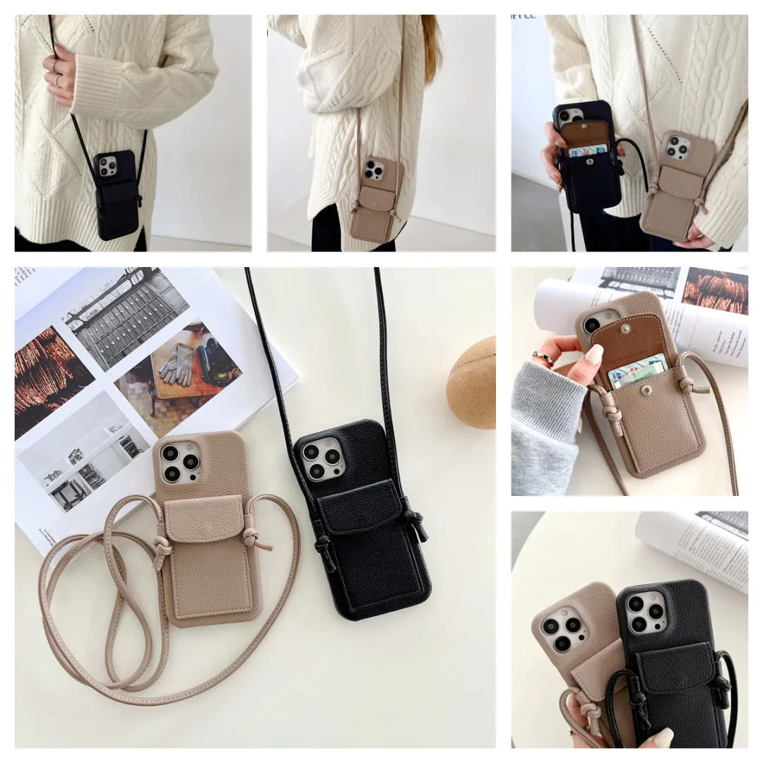 Suitable for Apple 13/14 series messenger card  bag Phone case