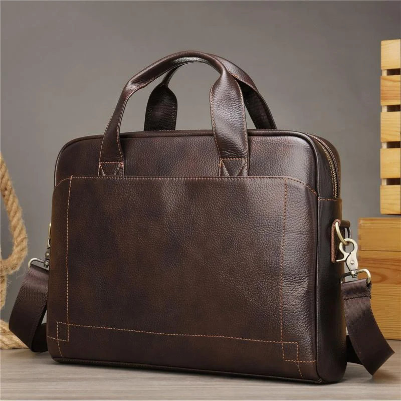 Large Capacity Leather Business Simple Style Laptop Handbag