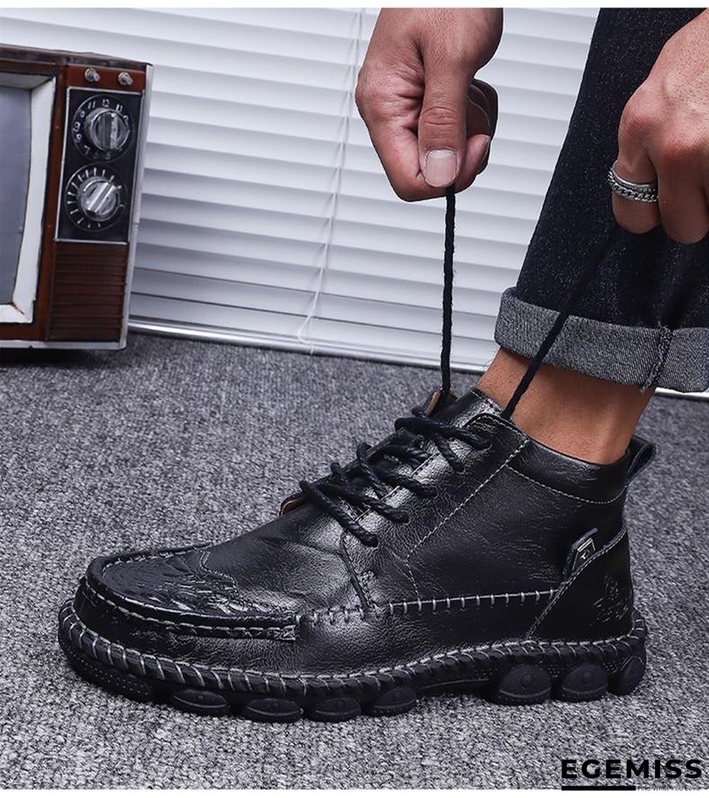 Cow Split Leather Men Boots Comfortable Boots Men Footwear Rubber Ankle Boots Men's Shoes | EGEMISS