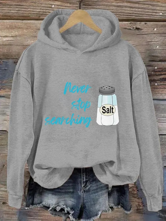 Women's Never Stop Searching Salt Print Hooded Sweatshirt