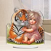DIY Tiger and Girl Acrylic Diamond Painting Tabletop Ornaments
