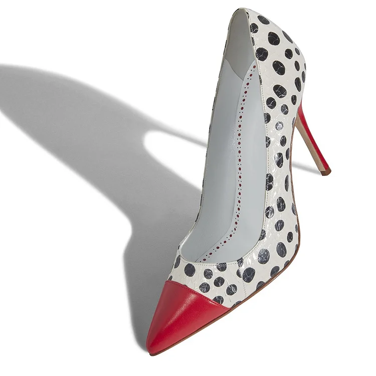 Red & White Polka Dots Stiletto Pumps