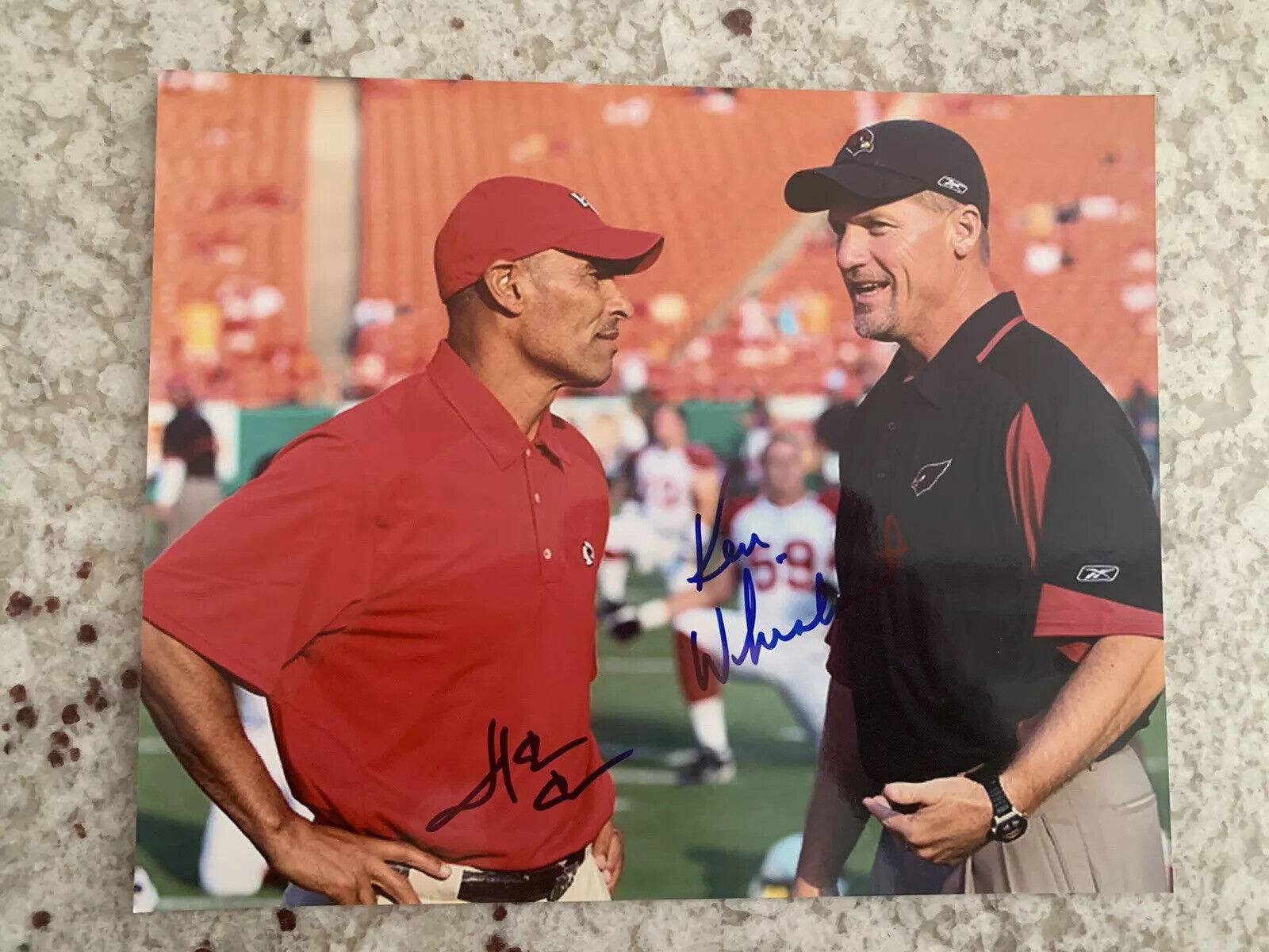 Herm Edwards Ken Whisenhunt Dual Signed 8x10 Photo Poster painting Kansas City Cheifs Cardinals